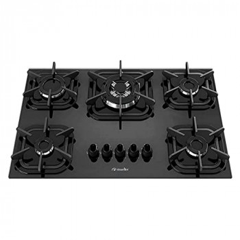 Cooktop Mueller 5 bocas Preto com Queimador Tripla Chama 601270003